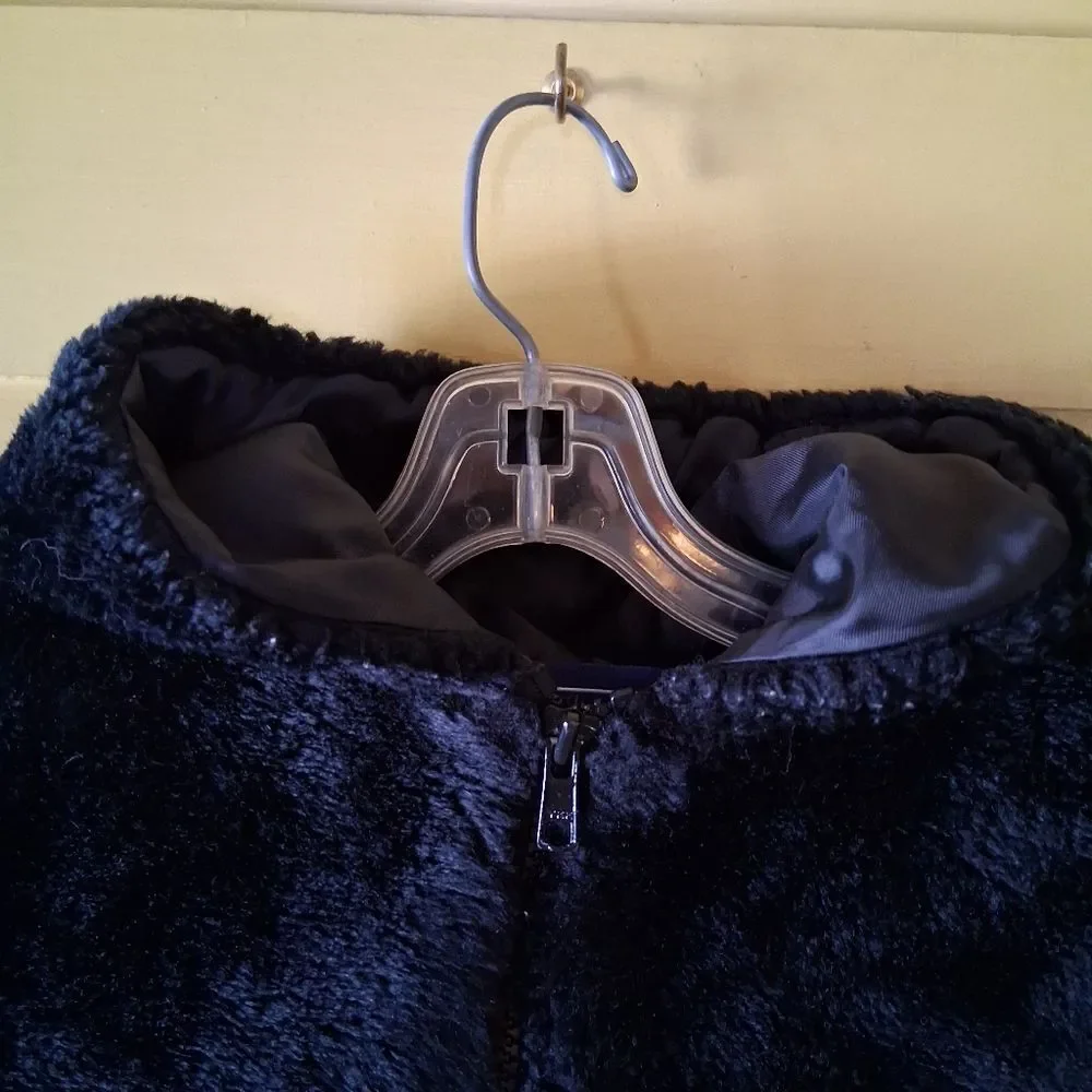 Rothschild Kids Black Plush Faux Fur Zip Up Hooded Jacket Size 2T